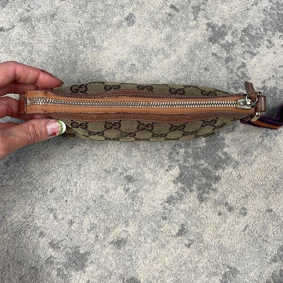 GUCCI Sherry Line GG Canvas Pouch Purple Orange Wristlet Purse Charm - Picture 10 of 17